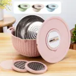 4-in-1 Siebschüssel mit Schneidaufsätzen – Drehbares Küchensieb – Bild 6