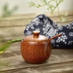 Holz-Gewürzdose mit Deckel – Vintage Salz- & Gewürzbehälter – Bild 2