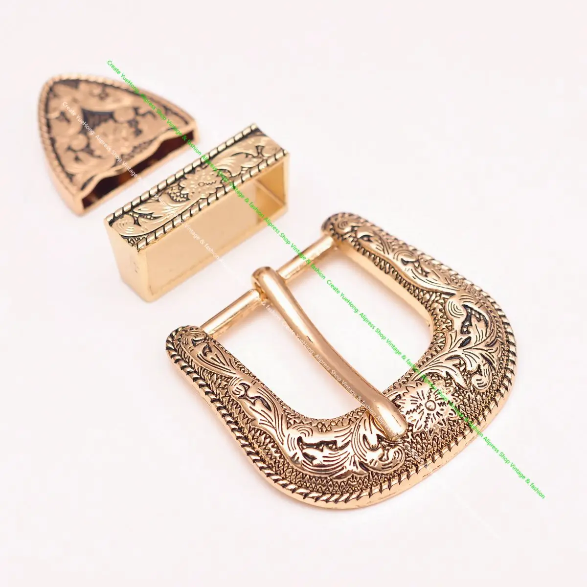 S23116a484bcc444087ec0bf23c3f9f10d.webp Western Gürtelschnalle – Goldene Blumen-Gravur für Cowboy-Style – Bild 1