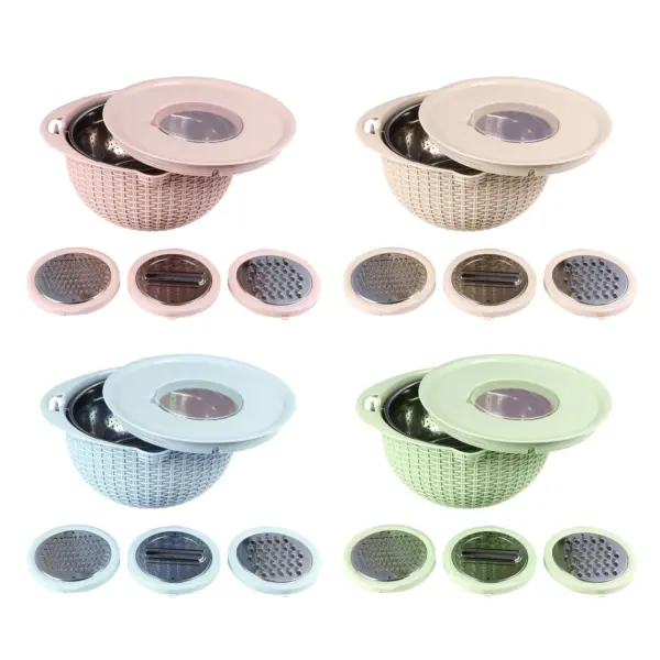 4-in-1 Siebschüssel mit Schneidaufsätzen – Drehbares Küchensieb