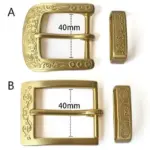 Messing-Gürtelschnalle 40mm – Blumenmuster für Leder & Taschen – Bild 2