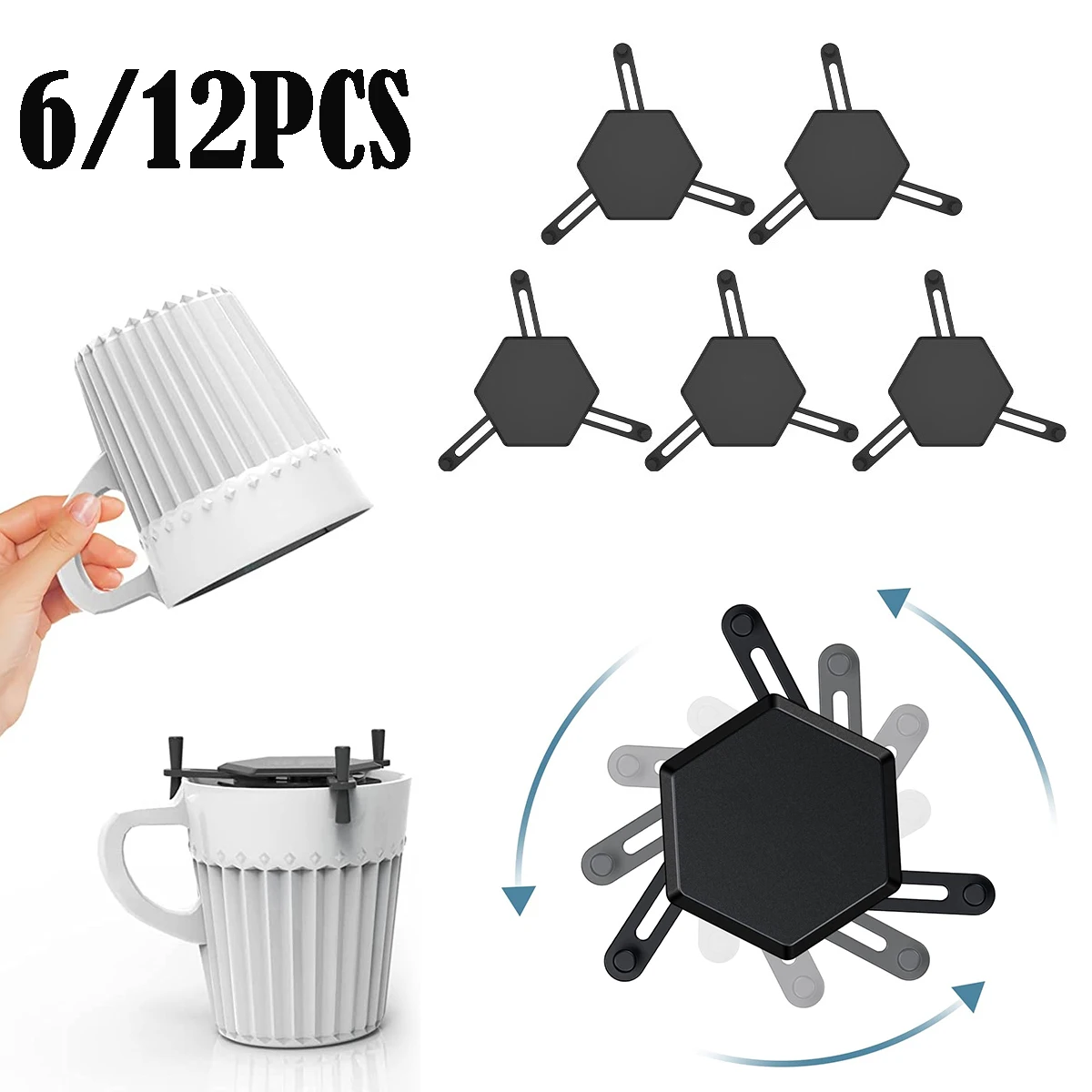 Sf88b61ddbeb54d638f17a0aff5702115E.webp 6/12Pcs Cup Holder Adjustable Stackable Coffee Mug Organizer Space Saver Kitchen Cupboard Drinkware Cup Storage Rack – Bild 1