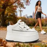 Damen Plateau-Sneaker 9 cm – Echtleder (Velours), vulkanisierte Sohle – Bild 2