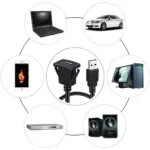 USB 3.0 + AUX Einbau-Verlängerung 1 m (wasserdichtes Kabel) – Bild 5