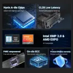 KingBank DDR5 32 GB (2×16 GB) 6000 MT/s CL28 – Hynix A-die, UDIMM, Dual-Channel – Bild 3